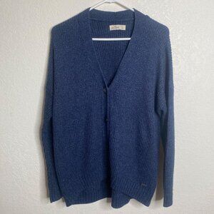 Hollister Cardigan Sweater Womens L Blue Button-Up Cotton Blend Preppy Grandmaco